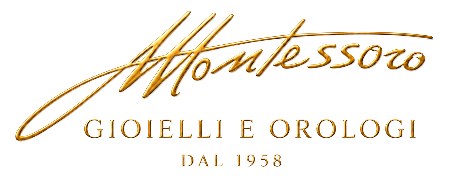Logo Montessoro Gioielli e Orologi in lettere dorate su sfondo bianco, con la scritta “Dal 1958” sottostante.