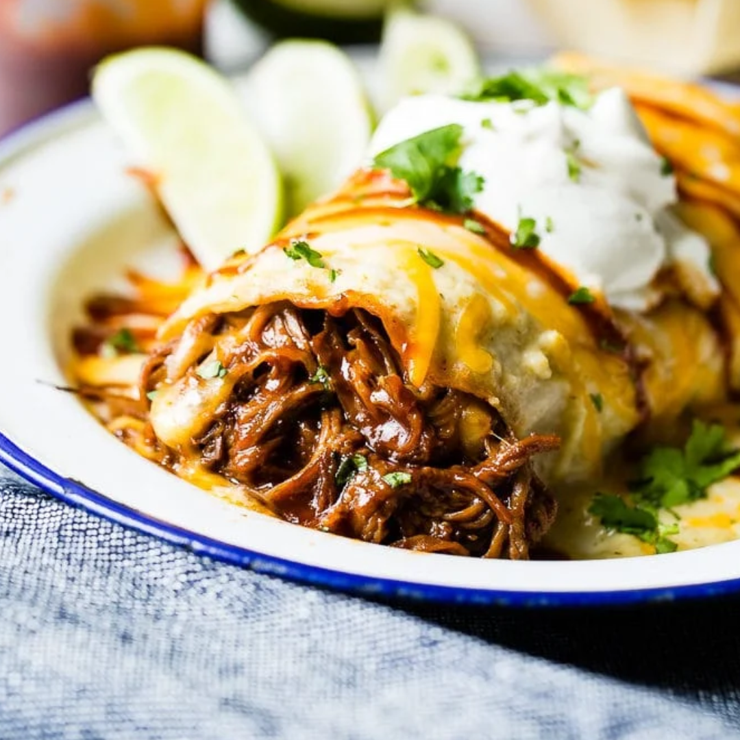 A close up of a plate of food on a table