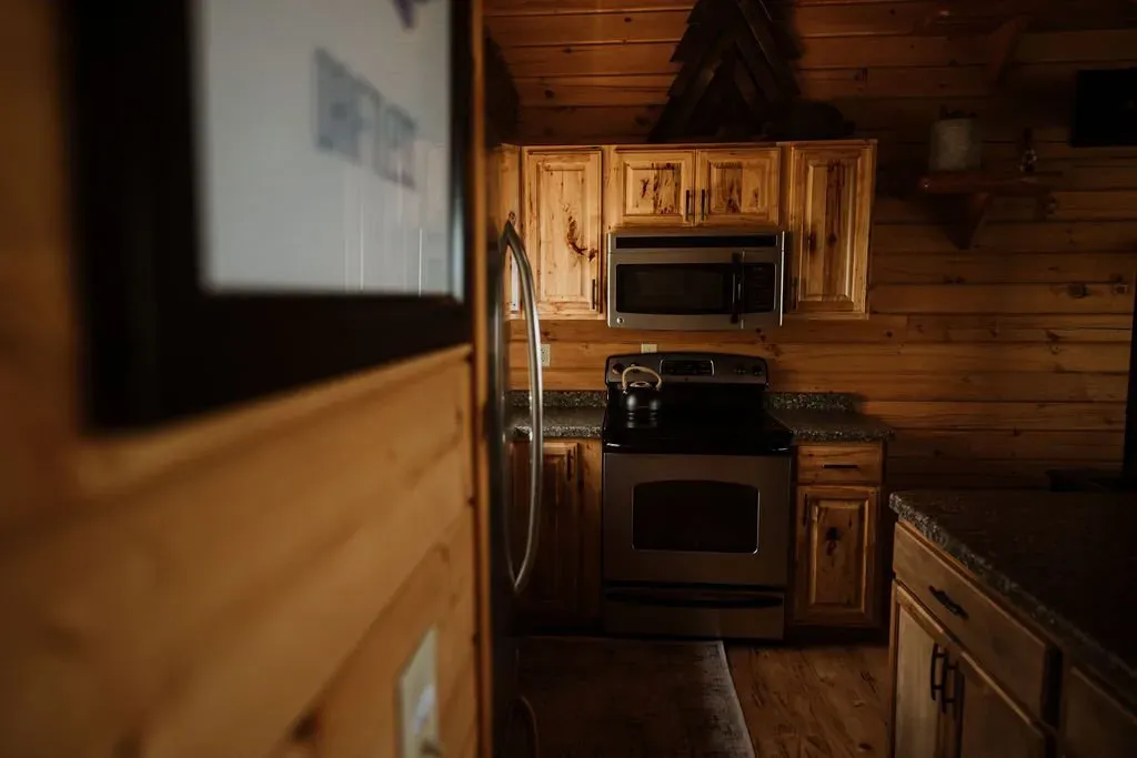 Krueger Cabin Kitchen Electric Stove - Mindoro, WI - High Point Retreats