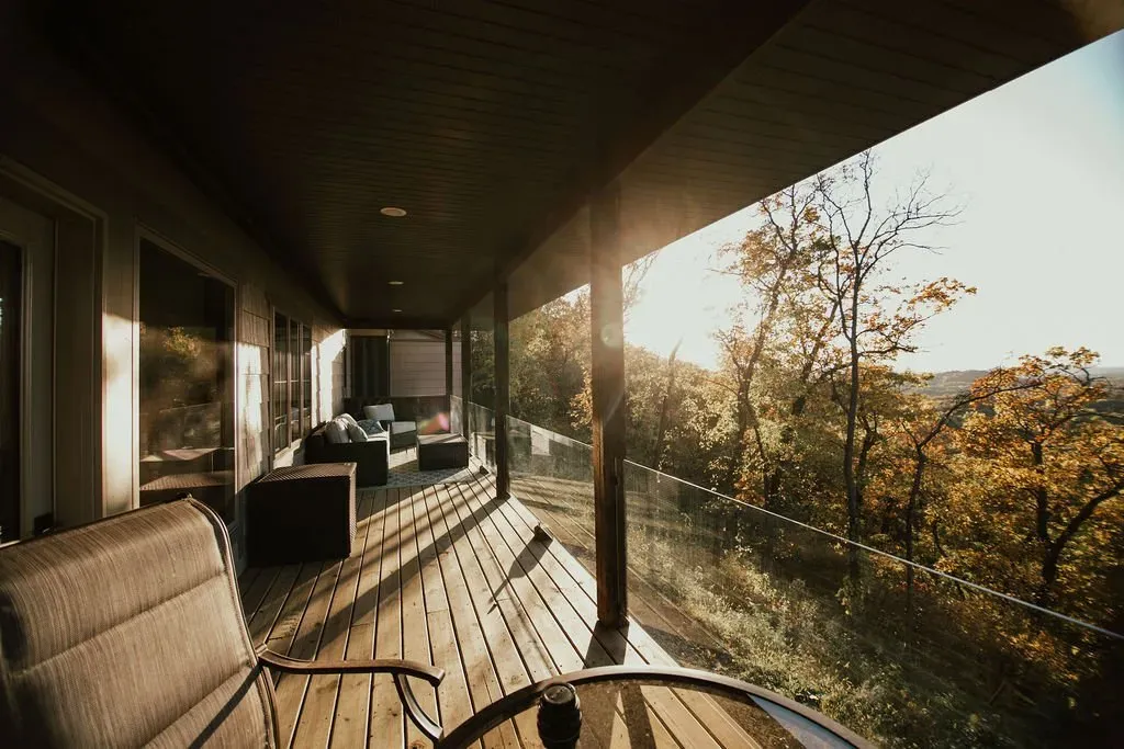 Wanlass Cabin Terrace Side View - Mindoro, WI - High Point Retreats