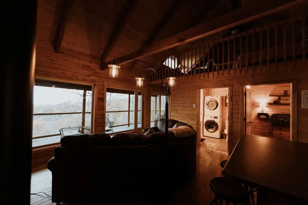 Krueger Cabin Living Area Back View - Mindoro, WI - High Point Retreats
