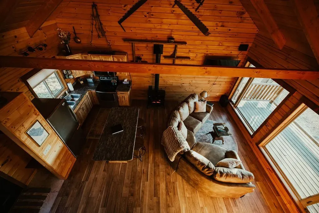 Moss Hill Cabin Living Area Top View - Mindoro, WI - High Point Retreats