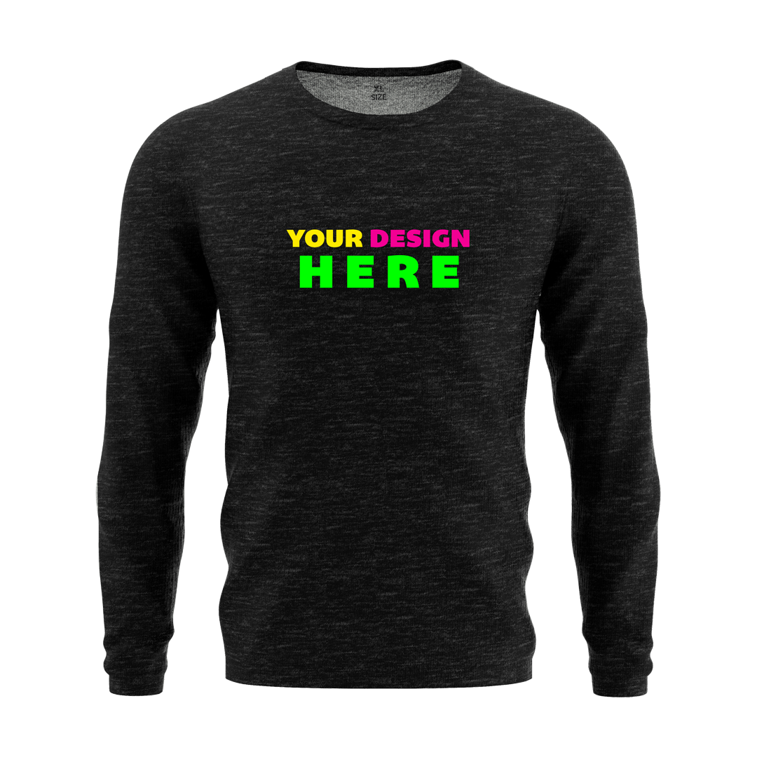Black long-sleeved sweater with the words 