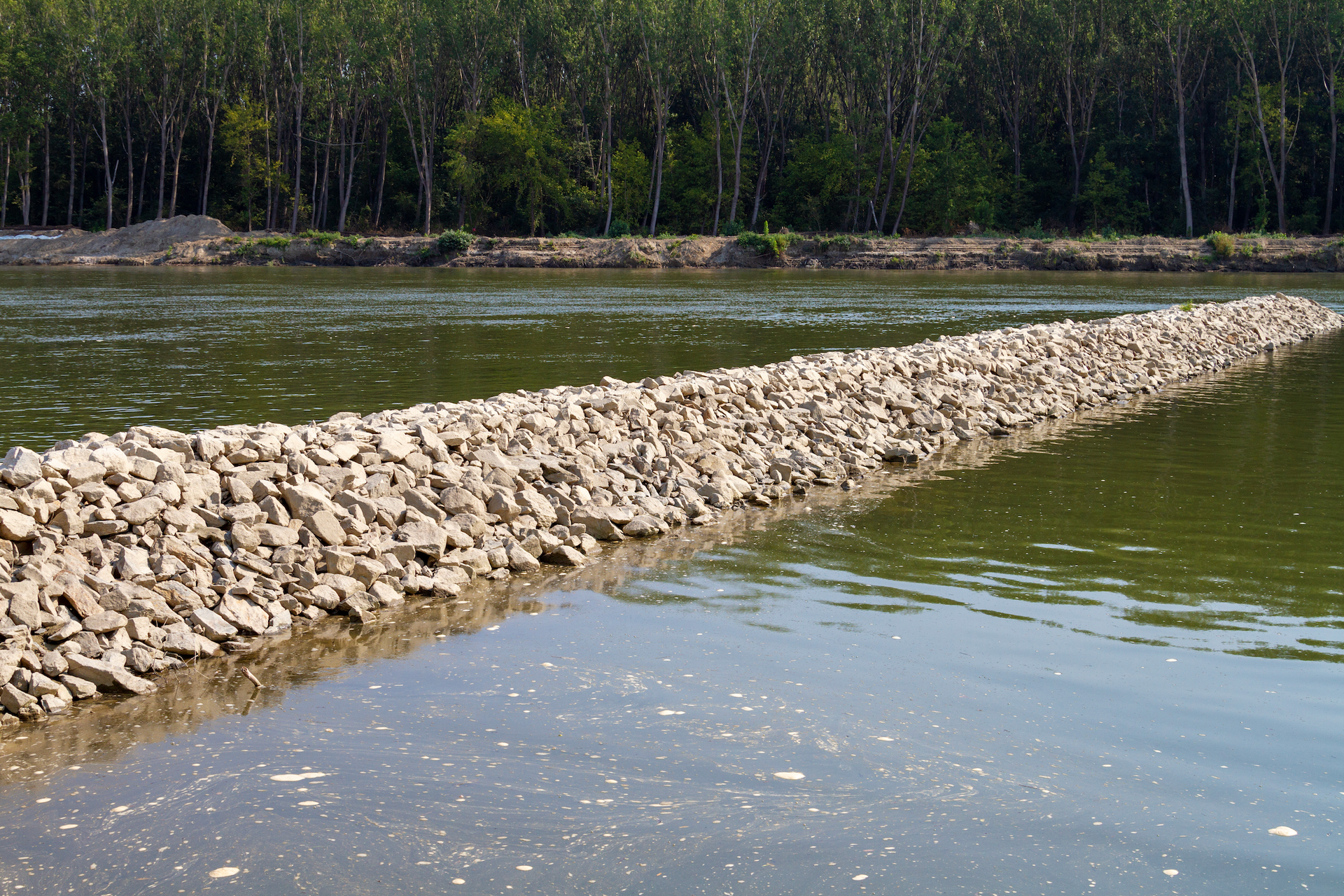 A pile of rocks floating on top of a body of water