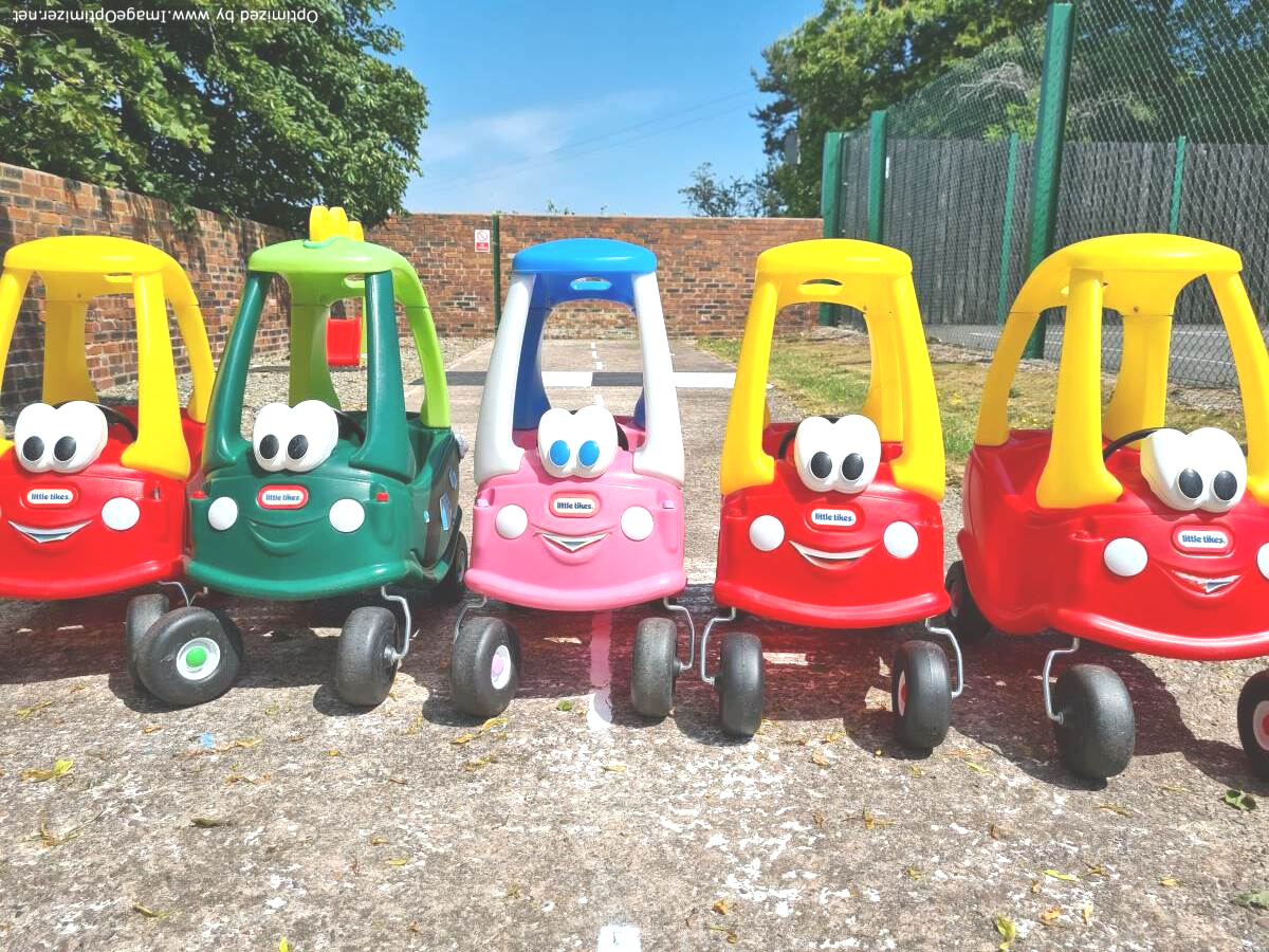 a row of bubble cars