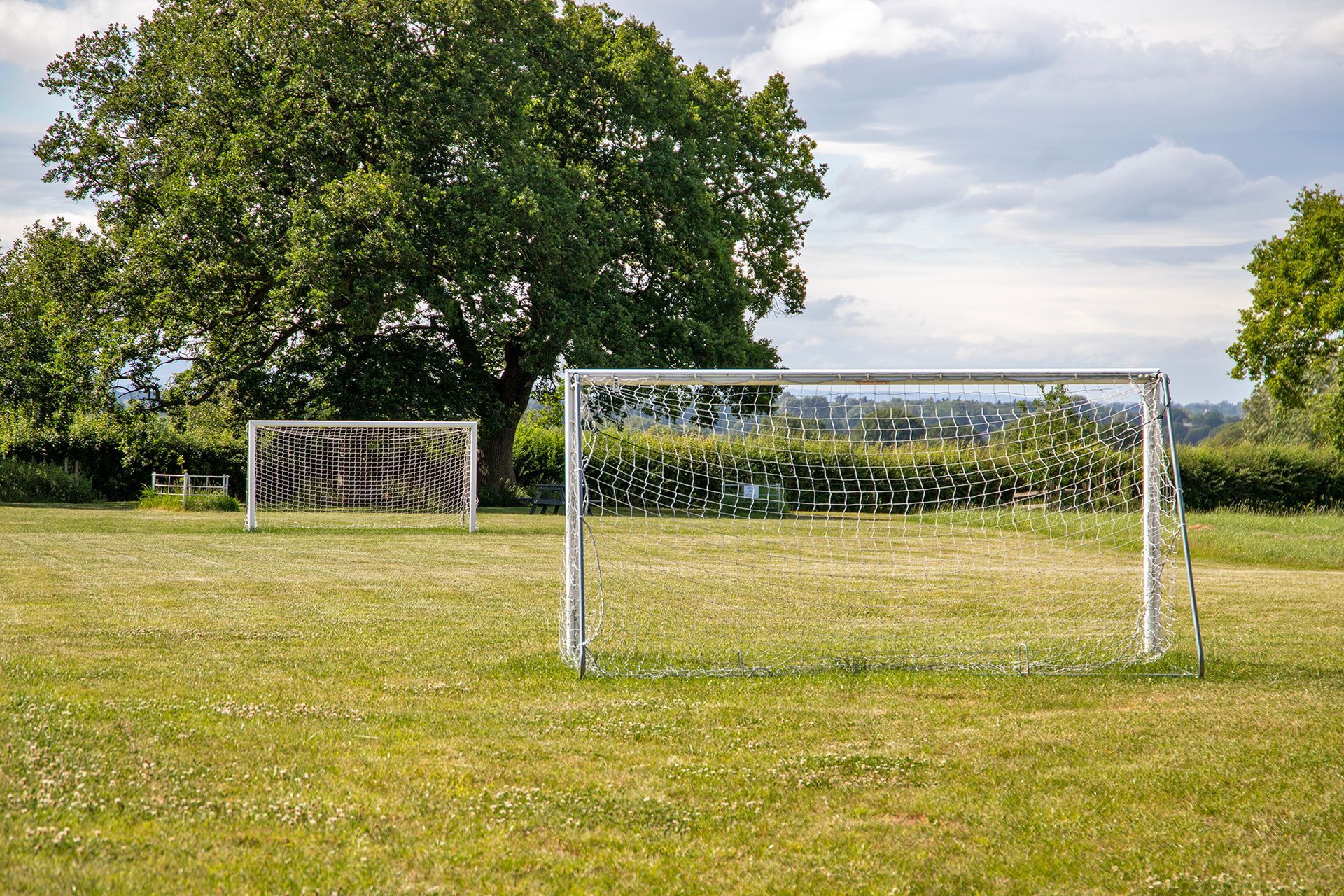 Football field with football nets