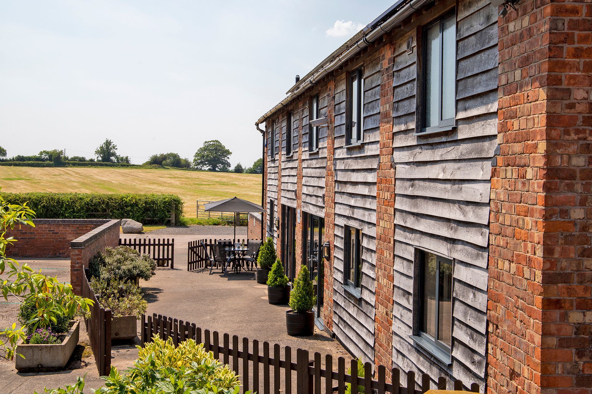 Buttercups Hay Barn front patio and countryside views
