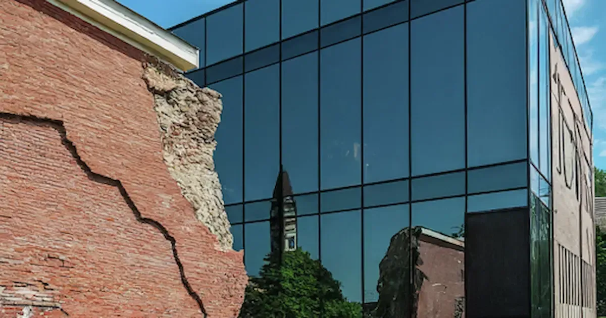 You deserve better than WordPress comparing a modern building with a crumbling wall.