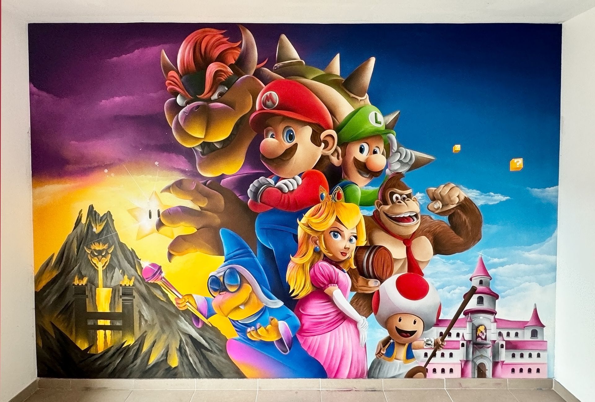 Ontdek de ultieme Super Mario kinderkamer met een unieke Mario Bros muurschildering. Meer dan 100 uu