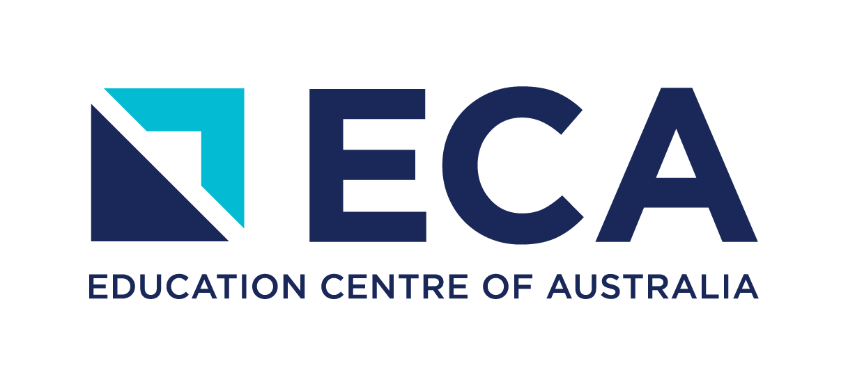 O logotipo do centro educacional da Austrália é azul e branco.