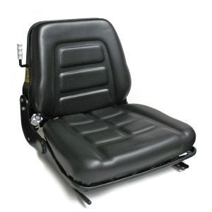 A black seat with a white cushion on a white background