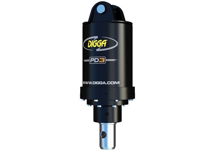 A Digga PD3 hydraulic auger drive unit with steel output shaft.