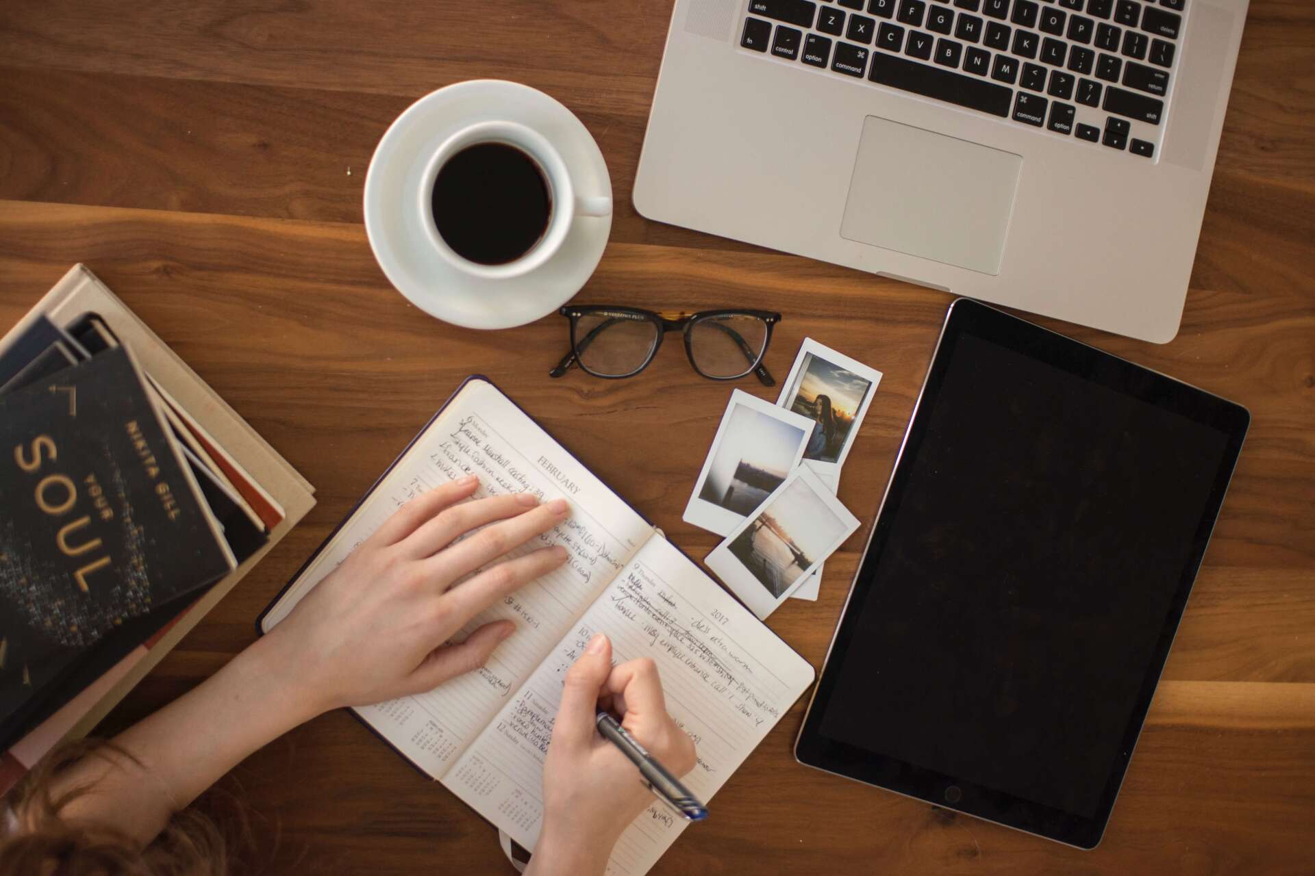 Looking at phots and note while preplanning funeral