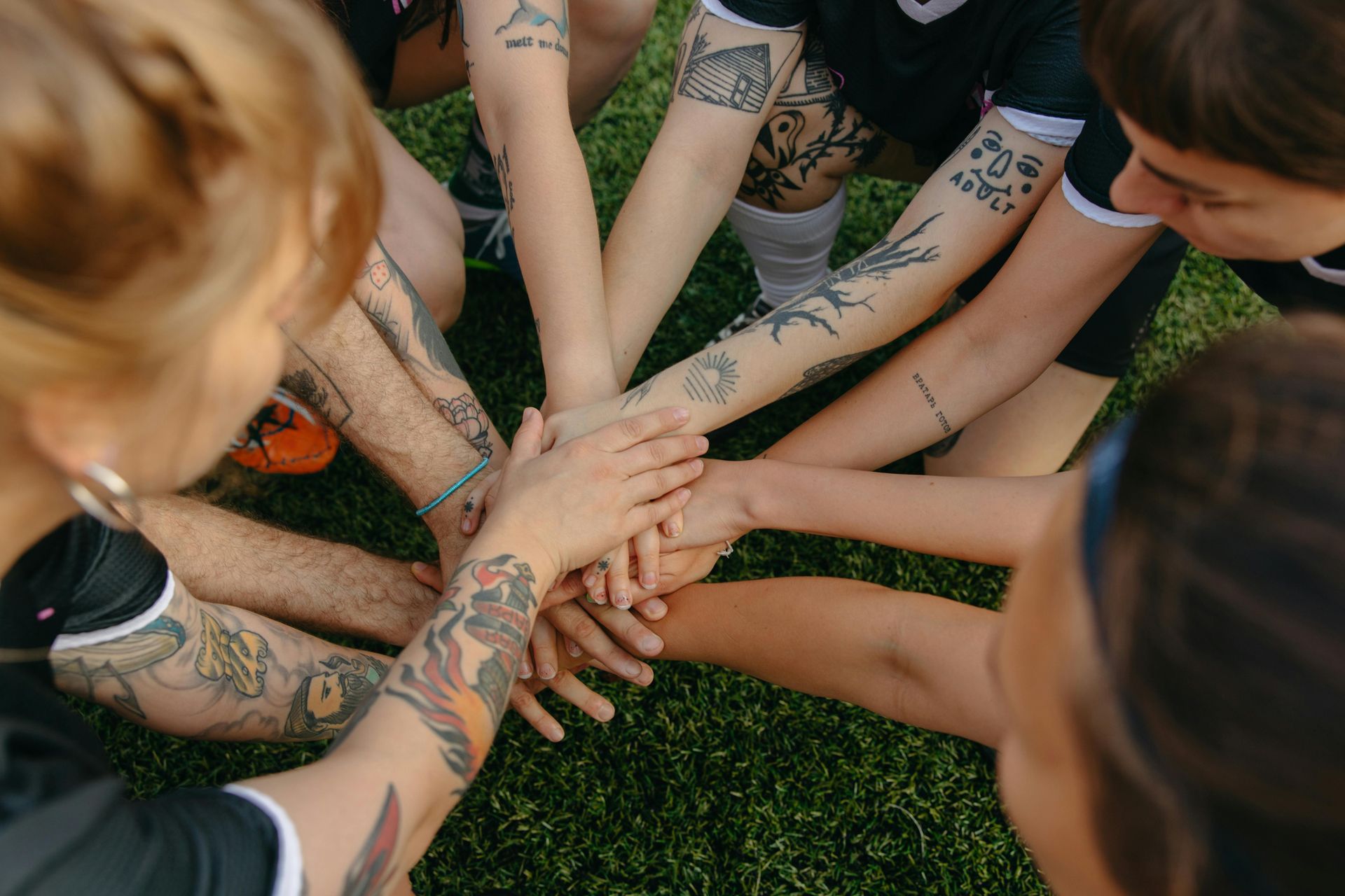 Team hands in