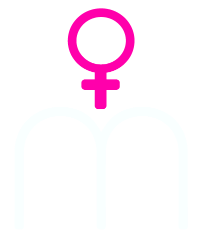 Pink female gender symbol on a white background