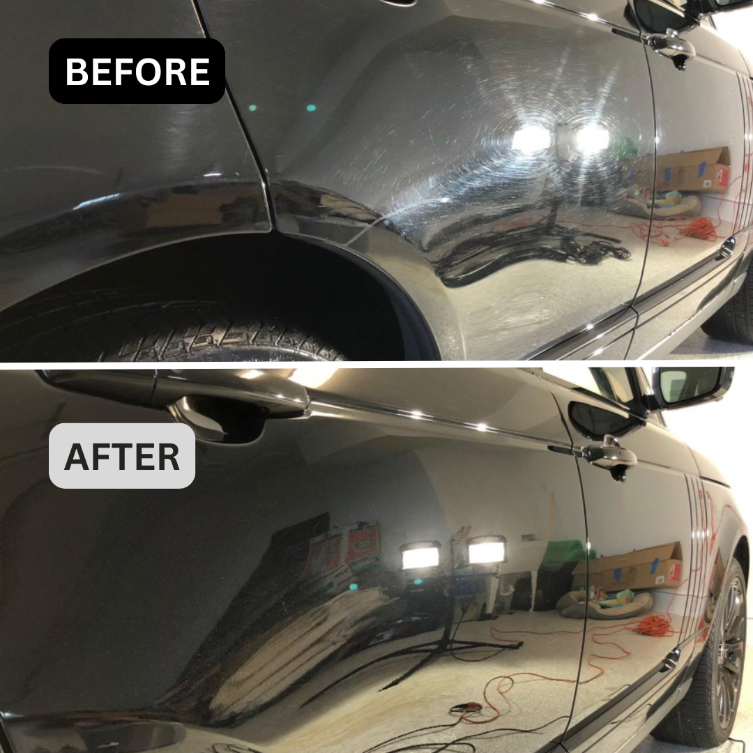 paint correction service on black car in La Jolla CA