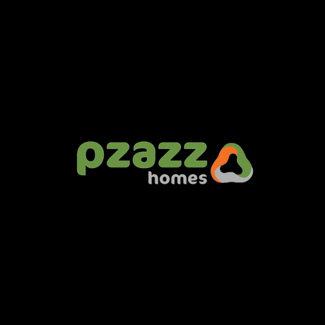 The piazza homes logo is green and orange on a black background.