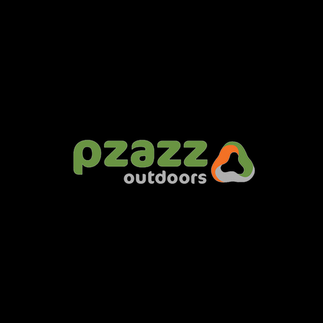 The logo for piazza outdoors is green and orange on a black background.