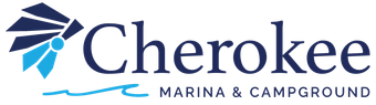 Cherokee Marina & Campground logo with blue sailboat graphic and navy text