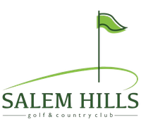 Logo for Salem Hills Golf & Country Club: green flag on a green arch, text below, white background.
