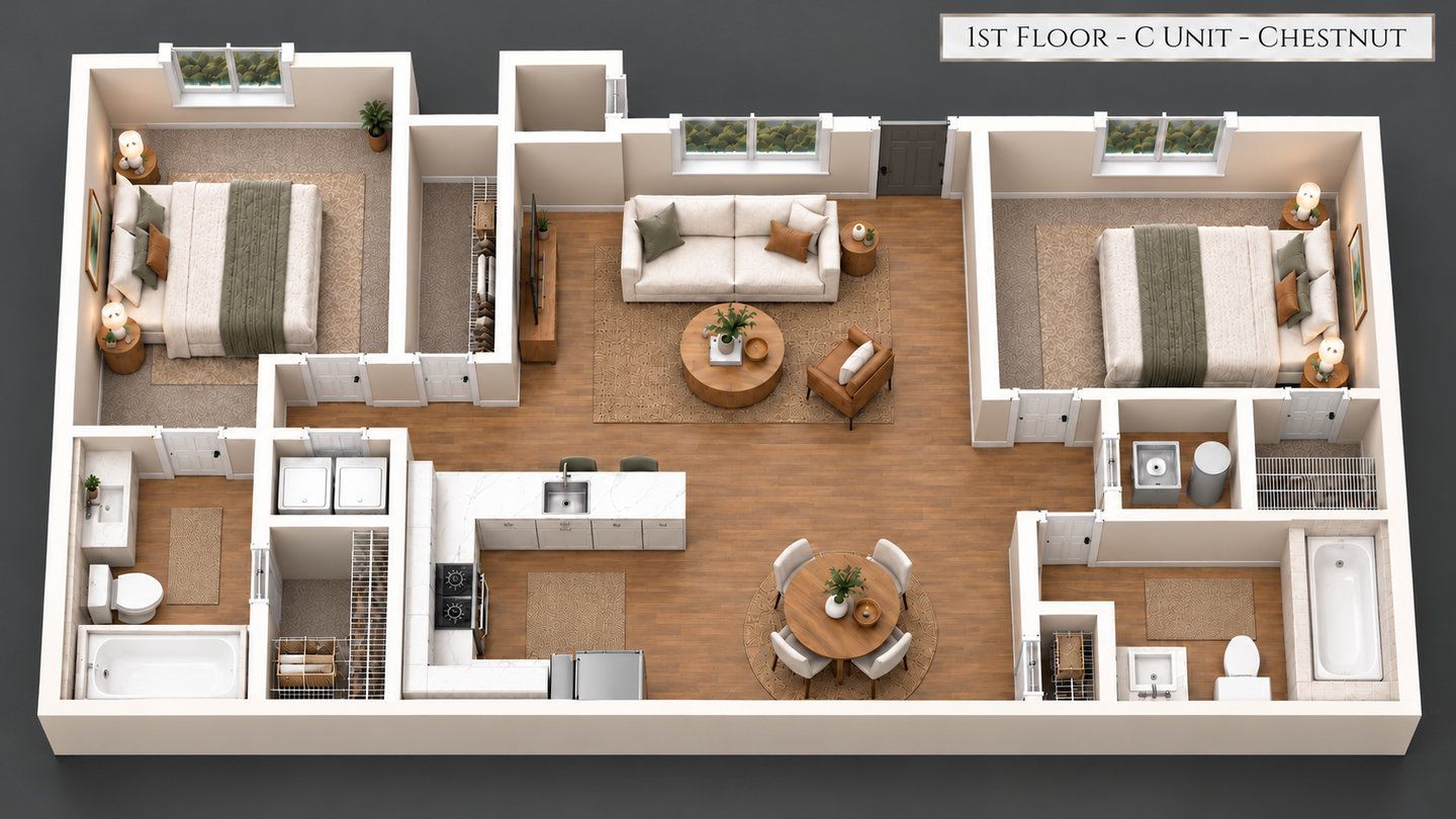 1st Floor C Unit Floor plan, Chestnut
