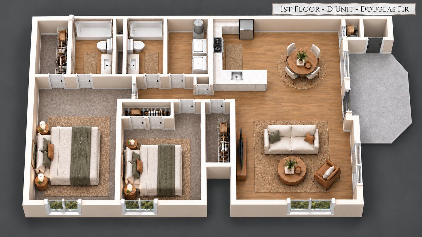 1st Floor D Unit Floor plan, Douglas Fir