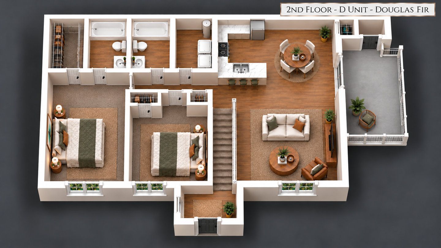 2nd Floor D Unit Floor plan,  Douglas Fir