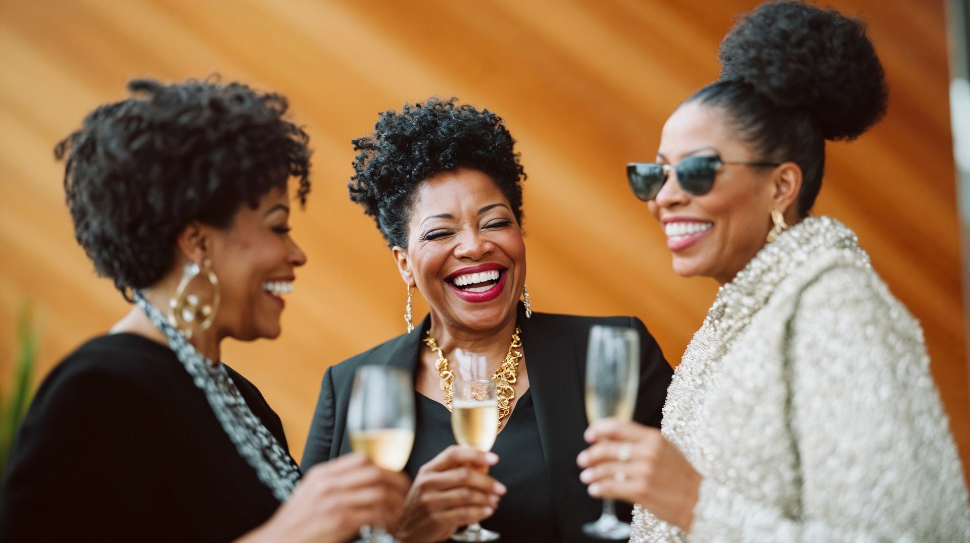 black women toasting wine glasses in NYC