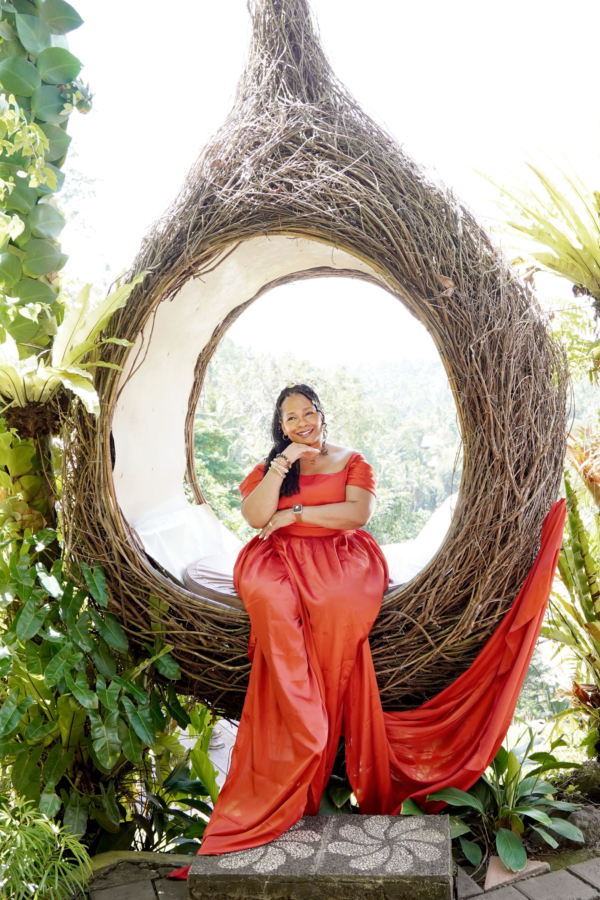 Black women travelers enjoying the Bali swing