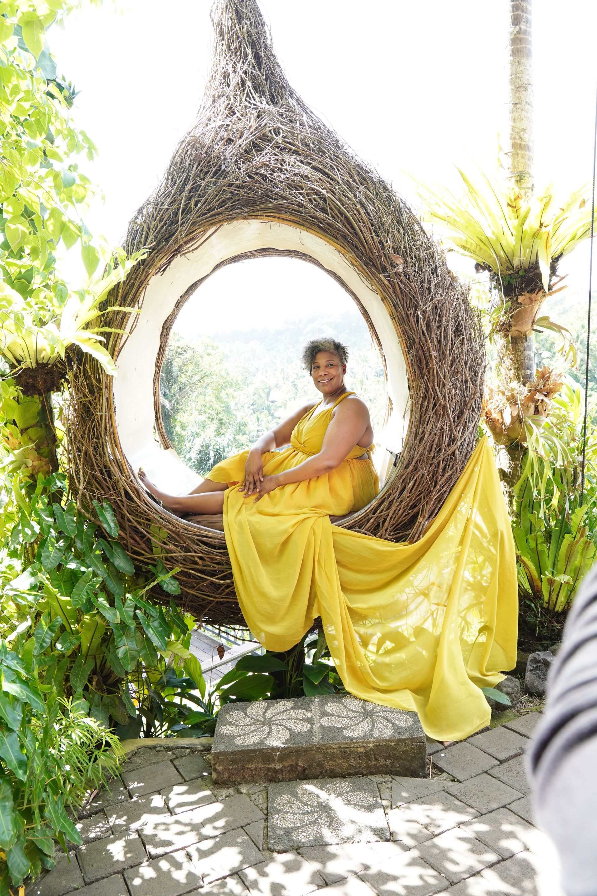 black women traveler enjoying the Bali Swing