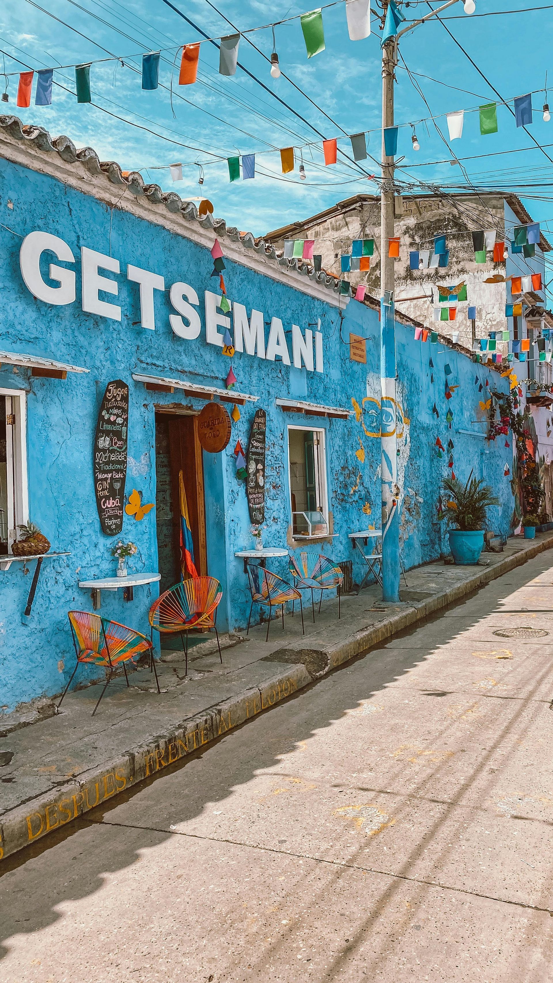 Colorful streets of Getsemani in Cartagena, Colombia