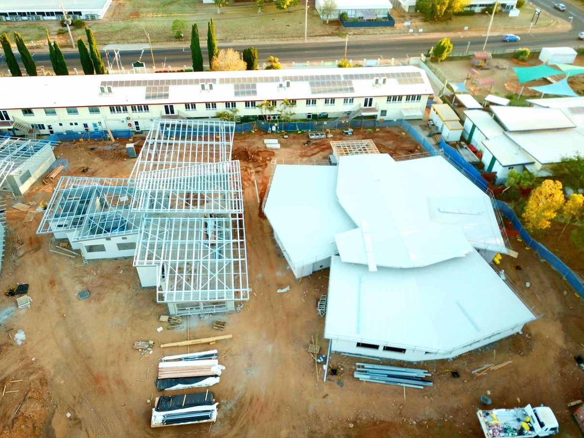 Aerial Shot of New Buildings Built on School Grounds — Norfab In Bohle, QLD