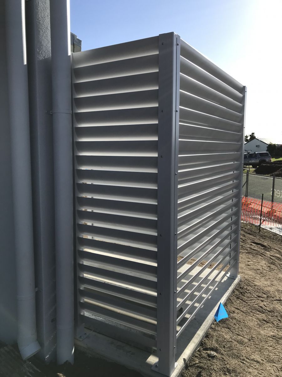 Gray Louvered Fence Section Attached To A Smooth — Custom Steel Fab in Garbutt, QLD