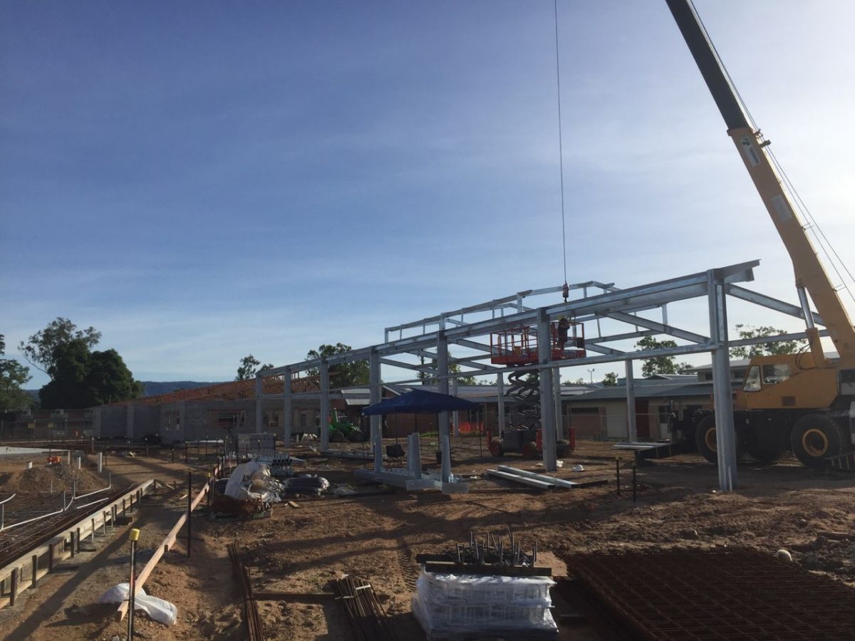 Steel Frame Being Erected — Norfab In Bohle, QLD