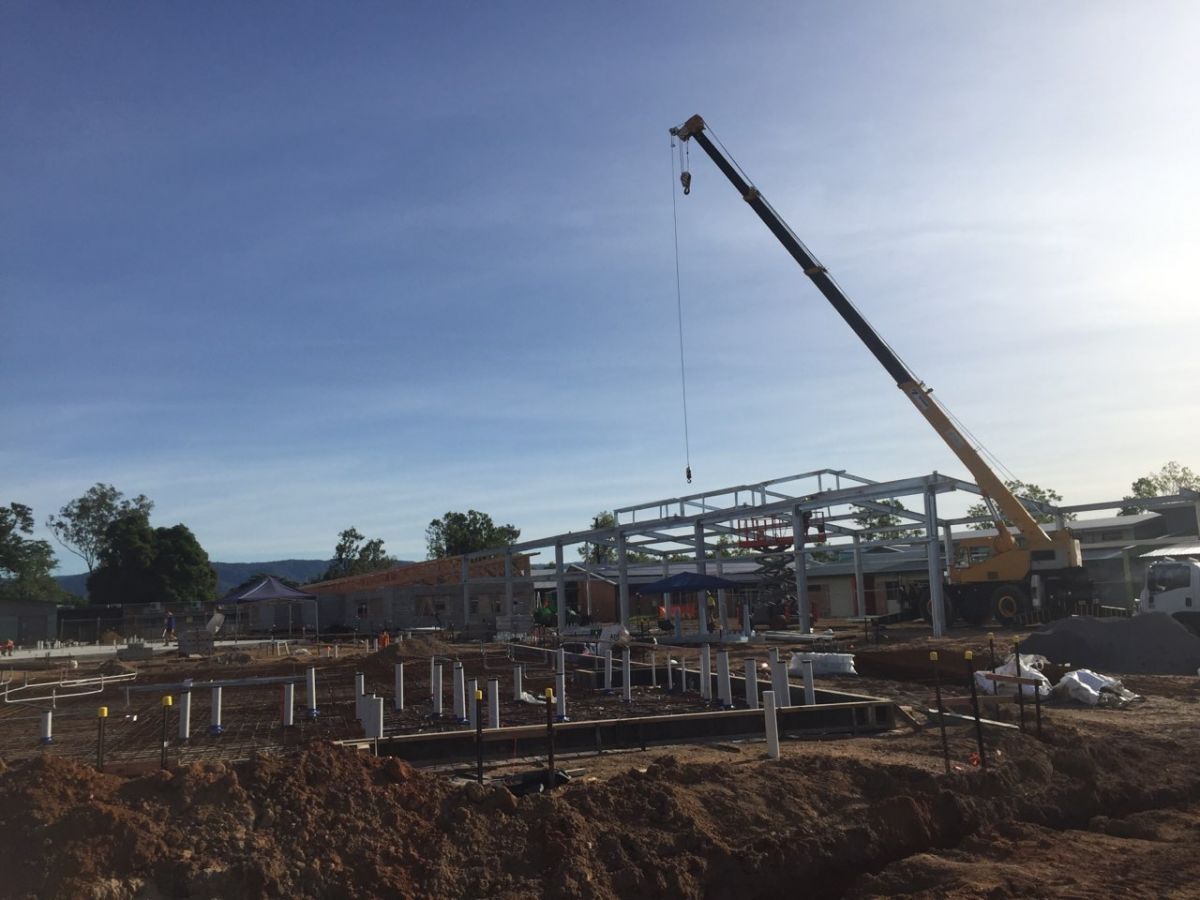 Steel Frame Being Erected — Norfab In Bohle, QLD