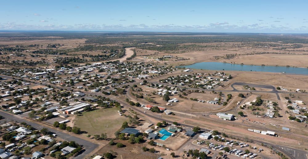 An Aerial View of a Small Town in the Middle of a Desert — Norfab In Hughenden, QLD