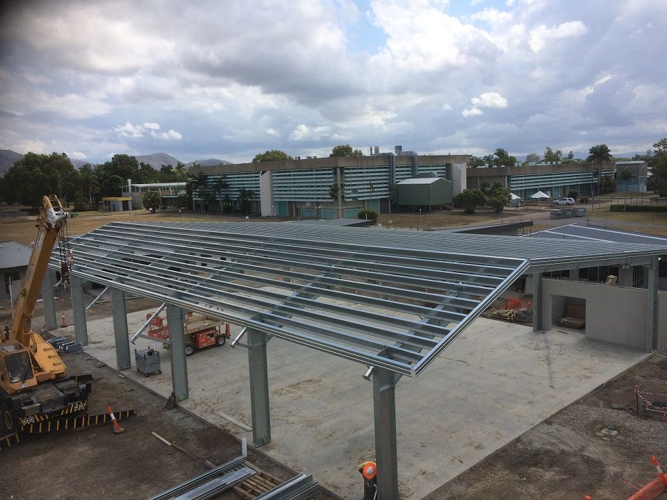 Aerial View of Newly Erected Building Frame — Norfab In Bohle, QLD