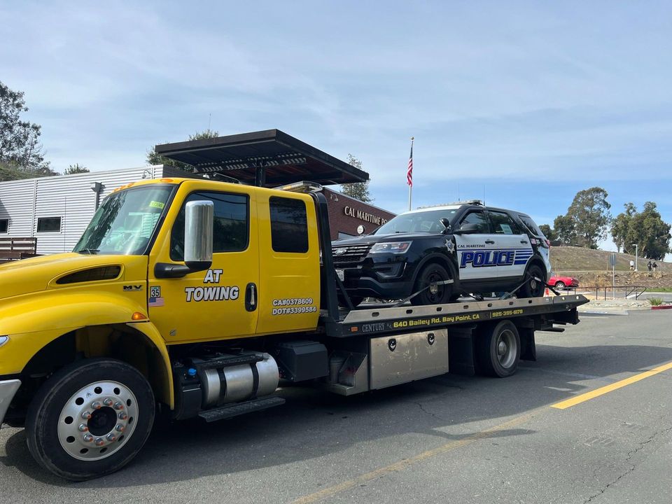 Commercial vehicle under tow by AT Towing