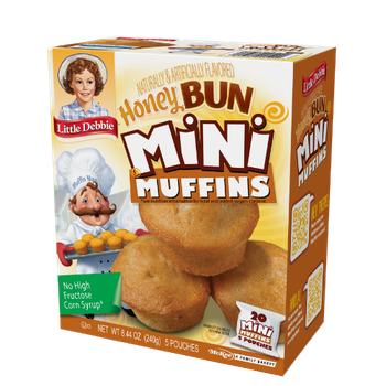 A box of little debbie honey bun mini muffins