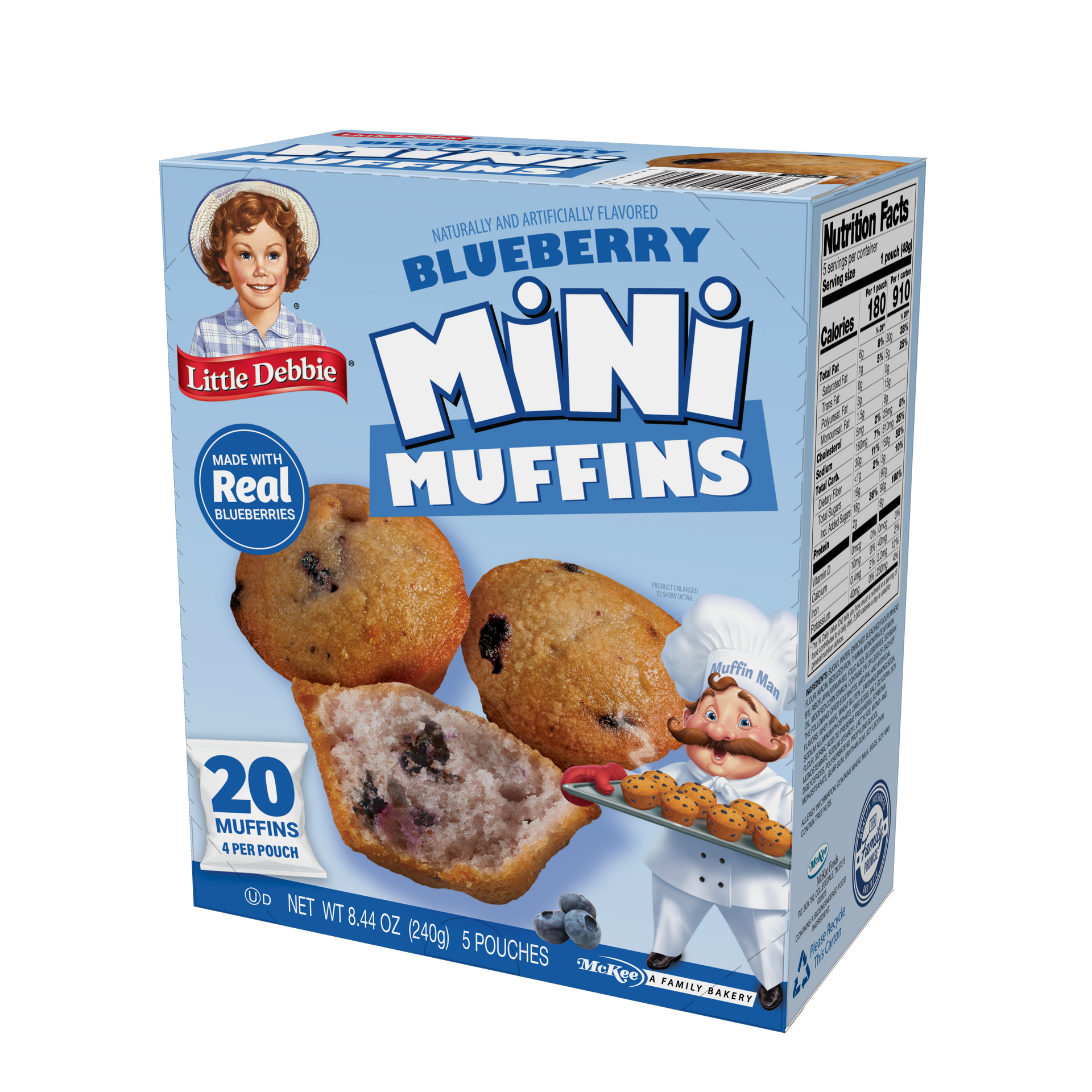 A box of blueberry mini muffins by little debbie