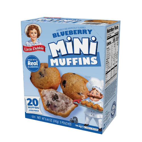 A box of little debbie big pack mini muffins