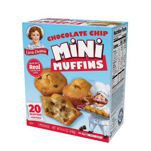 A box of little debbie chocolate chip mini muffins