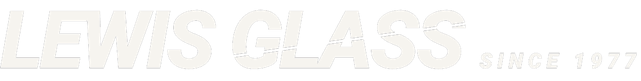 Lewis Glass logo with white text on a light gray background
