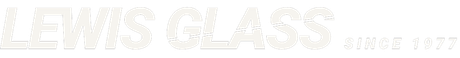 Lewis Glass logo with white text on a light gray background