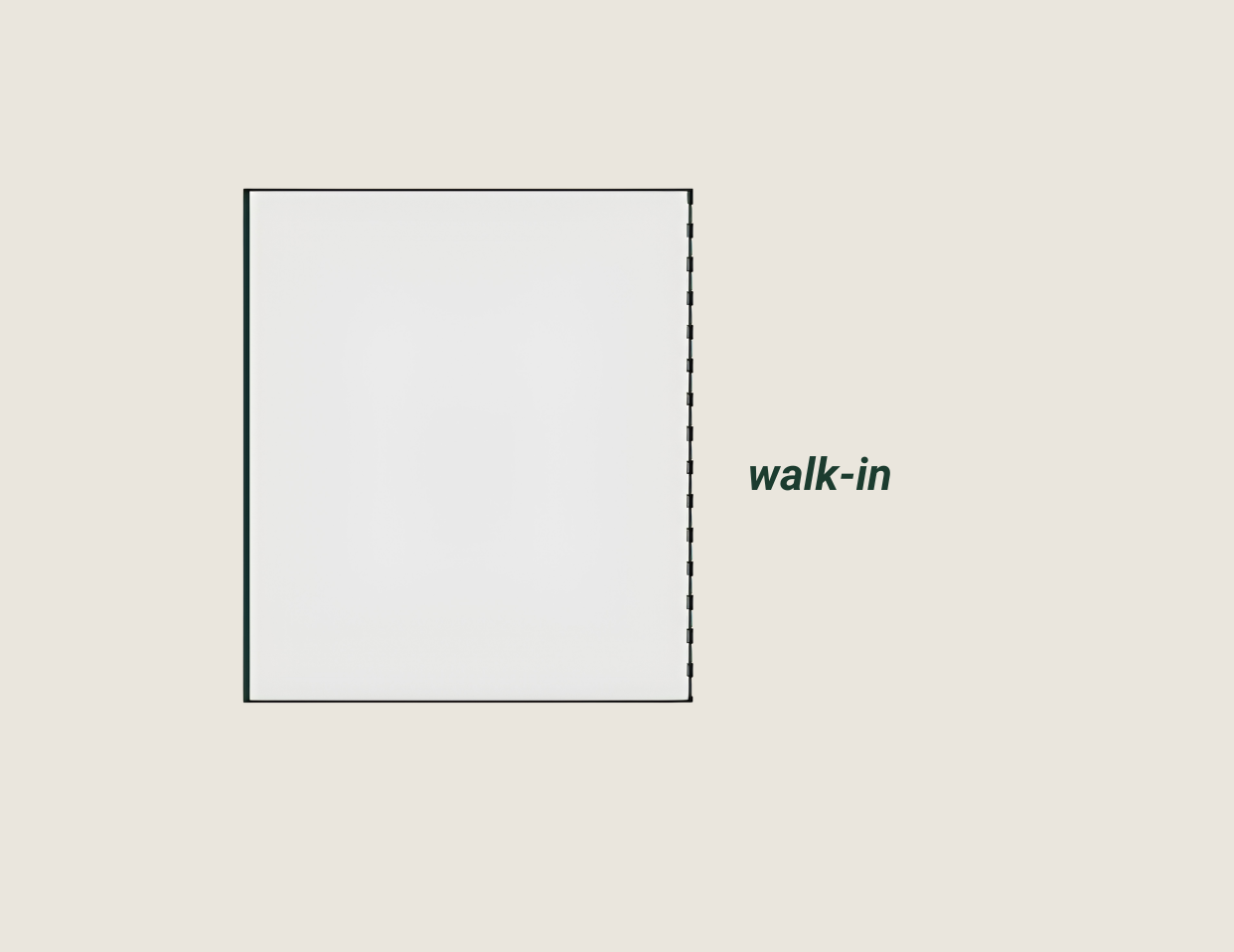 Simple closet layout with a dashed right edge labeled “walk-in”