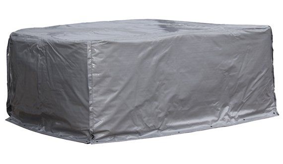 Gray rectangular outdoor furniture cover.