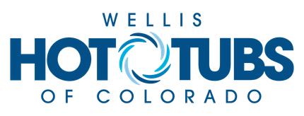 Wellis Hot Tubs of Colorado logo with blue text and a circular design.