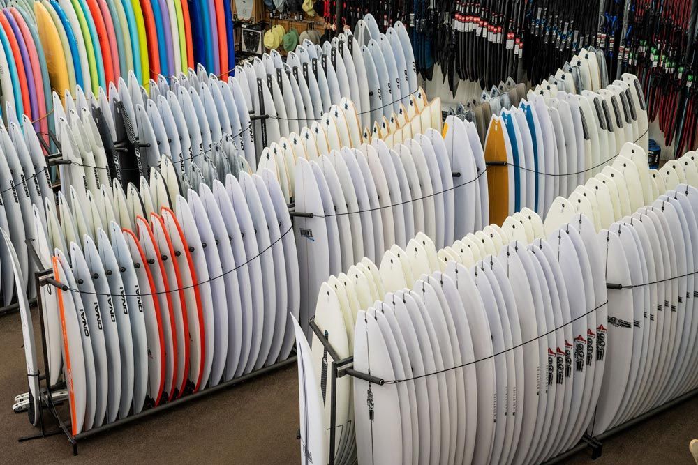 A Lof Surfboard Display — Slimes Boardstore in Erina, NSW