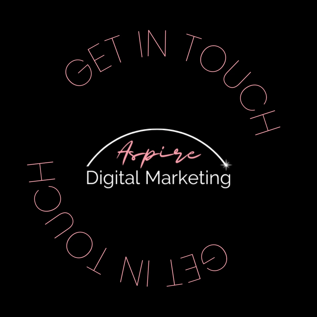 A logo for aspire digital marketing on a black background.