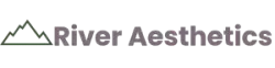 River Aesthetics logo with a green mountain line icon and gray text
